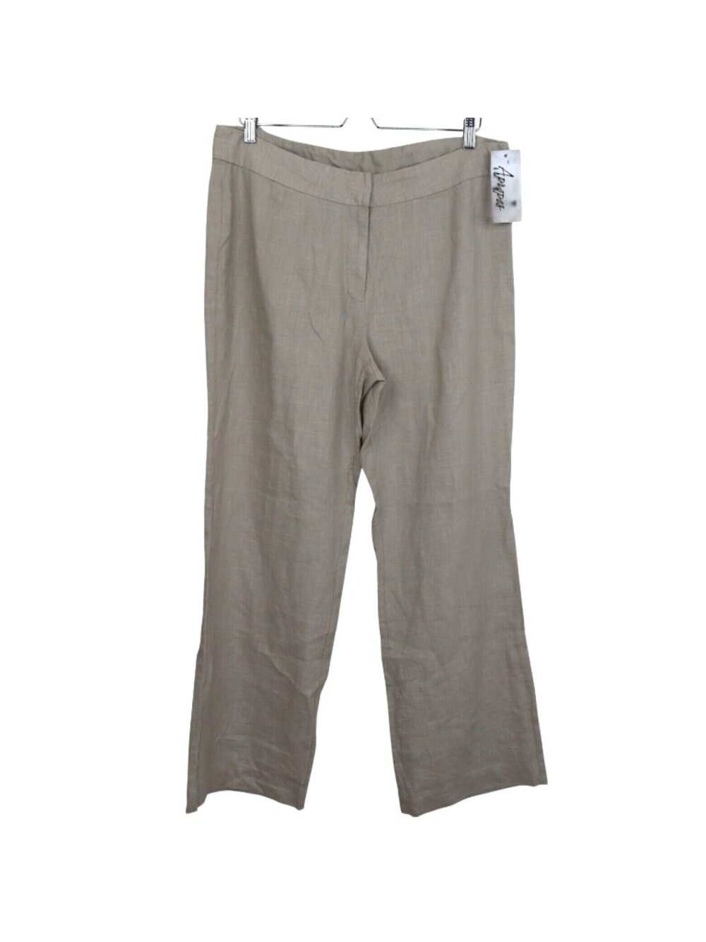 Apropos Womens 14 Beige Tan Linen Wide Leg Pants Lagenlook Casual Coastal NEW
